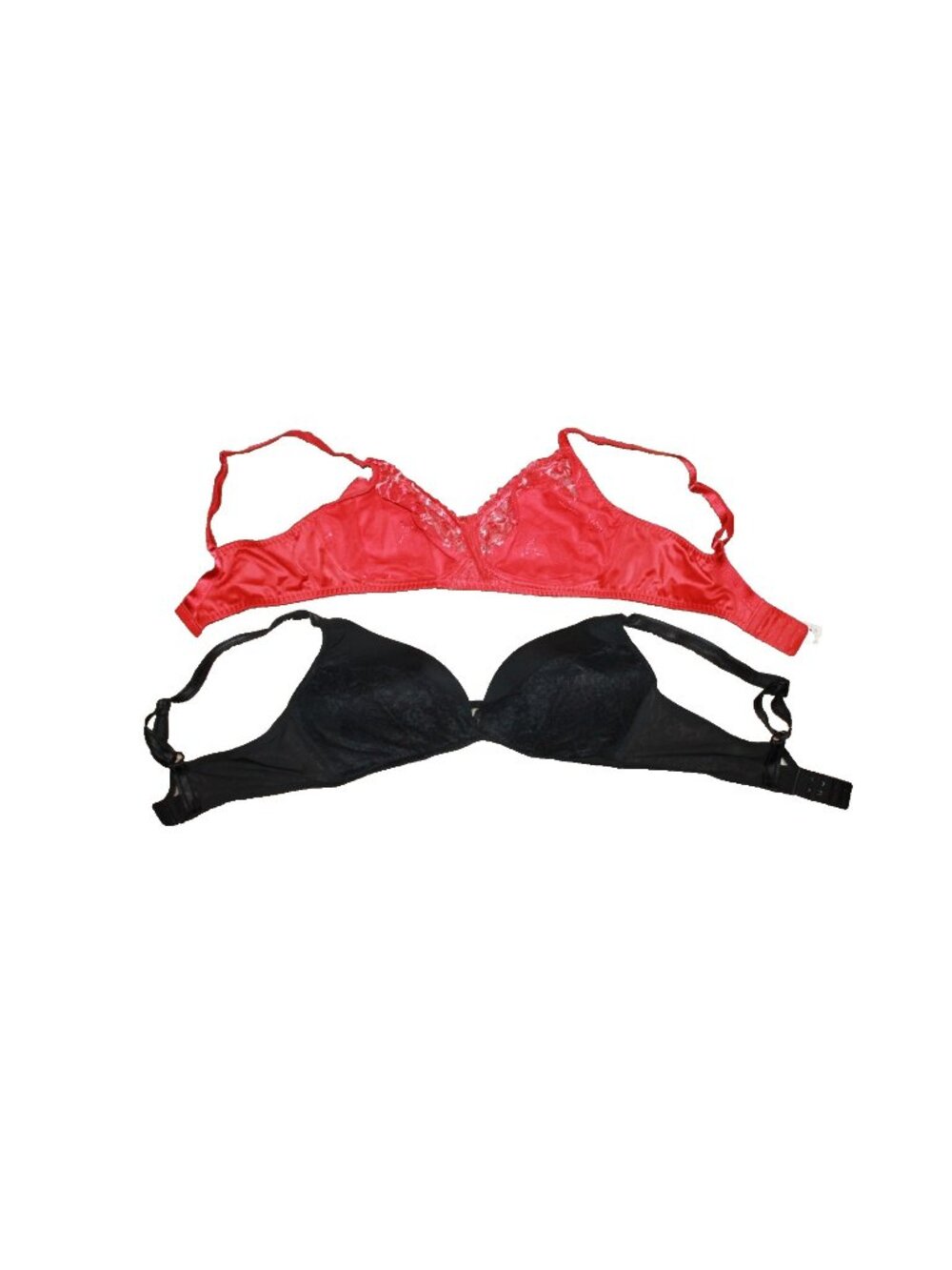 34DD Chantelle Women's Wire Free Lace Back Closure Bra Lot of 2 Red & Black